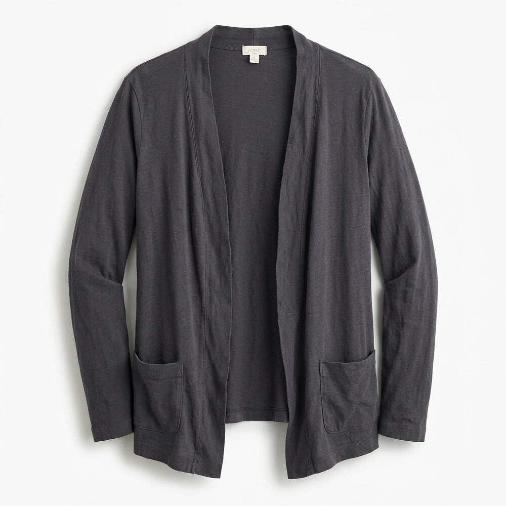 J.Crew Gray Pocket Open Front Knit Cardigan Sweater Women Size S